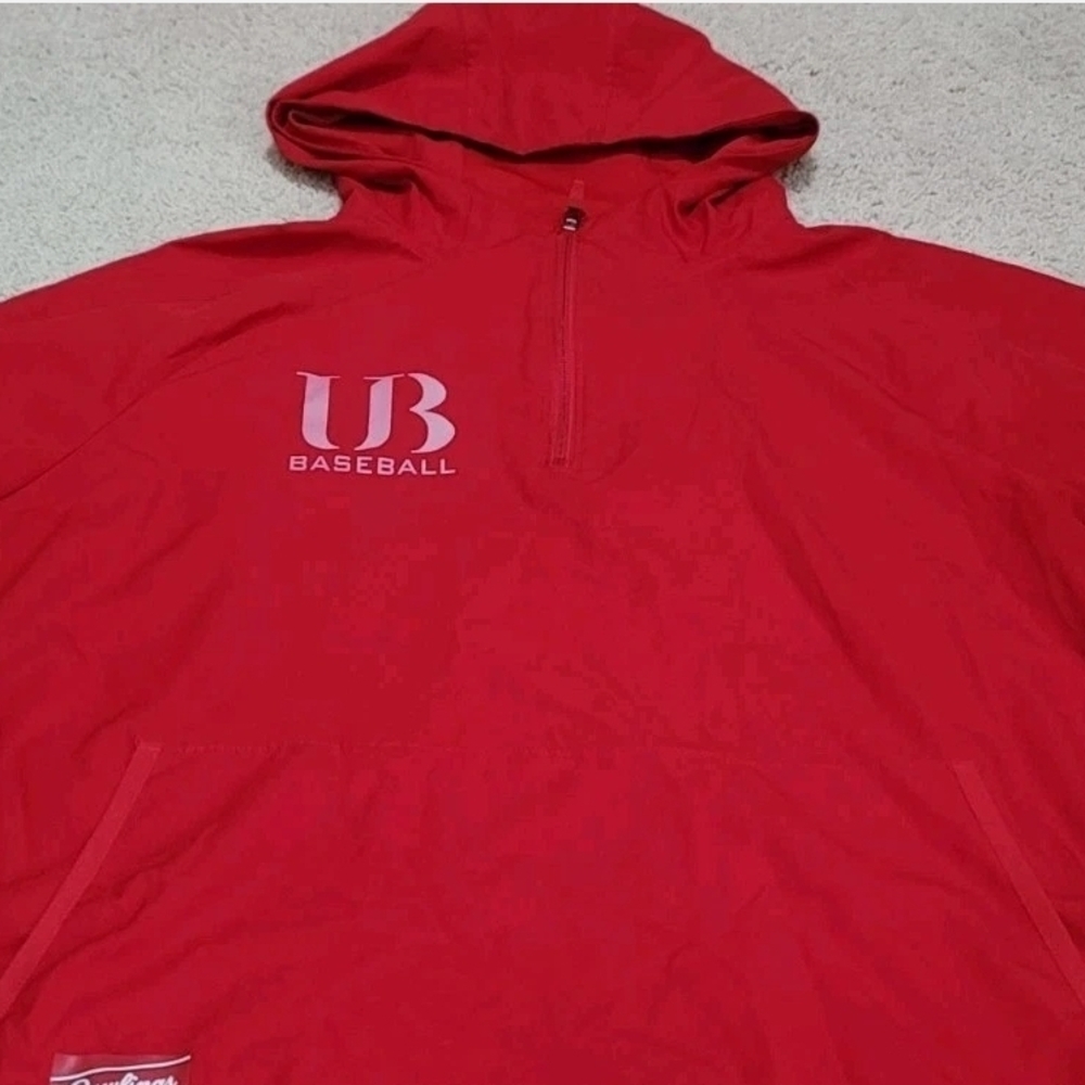 Rawlings UB United Baseball Hoodie Short Sleeve Quarter Zip XL Red